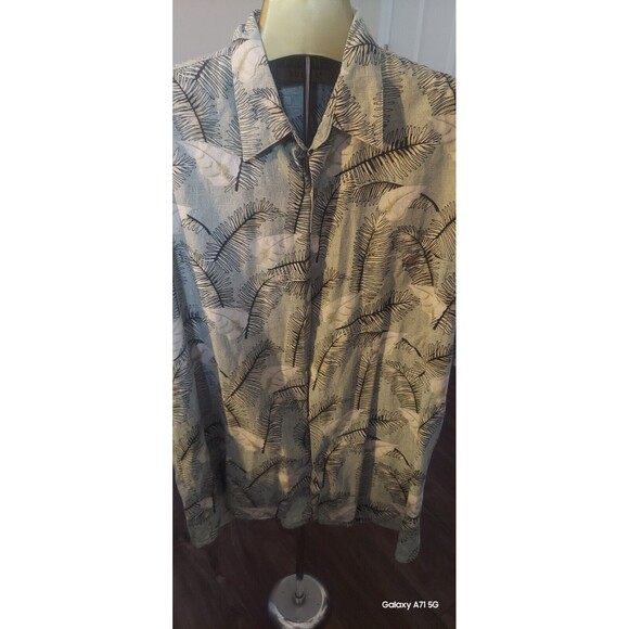 ! Hawaiian Print 80% Silk Button Up Collared Shirt Xl - Picture 2 of 7